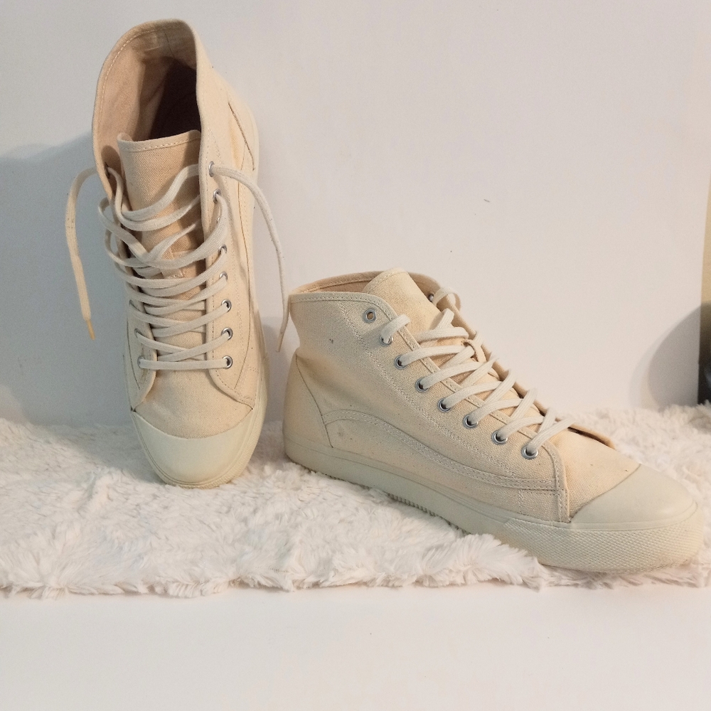 🔥ZARA MAN Chuck Style Hightop Sneakers Creme Size 43(10) Men🔥
